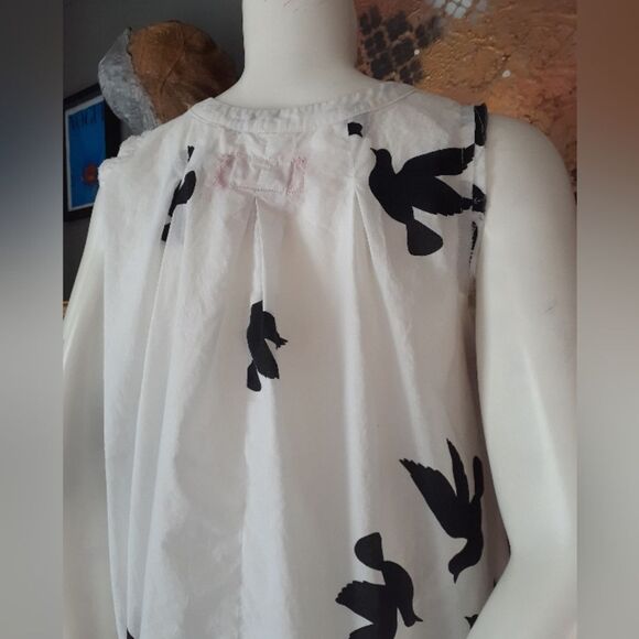 100% Cotton White and Black Dove Dress - Picture 4 of 15